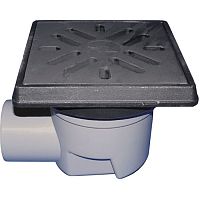 HL605.1W Трап ПП PERFEKT с гориз. выпуском, решёткой, подрамником из чугуна и гидрозатвором DN110